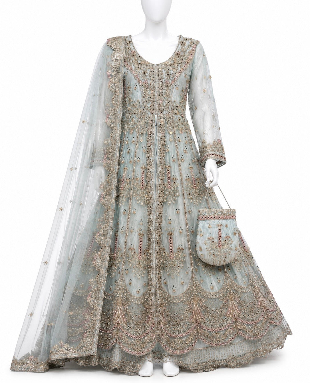 Icy Blue Embellished Maxi Set