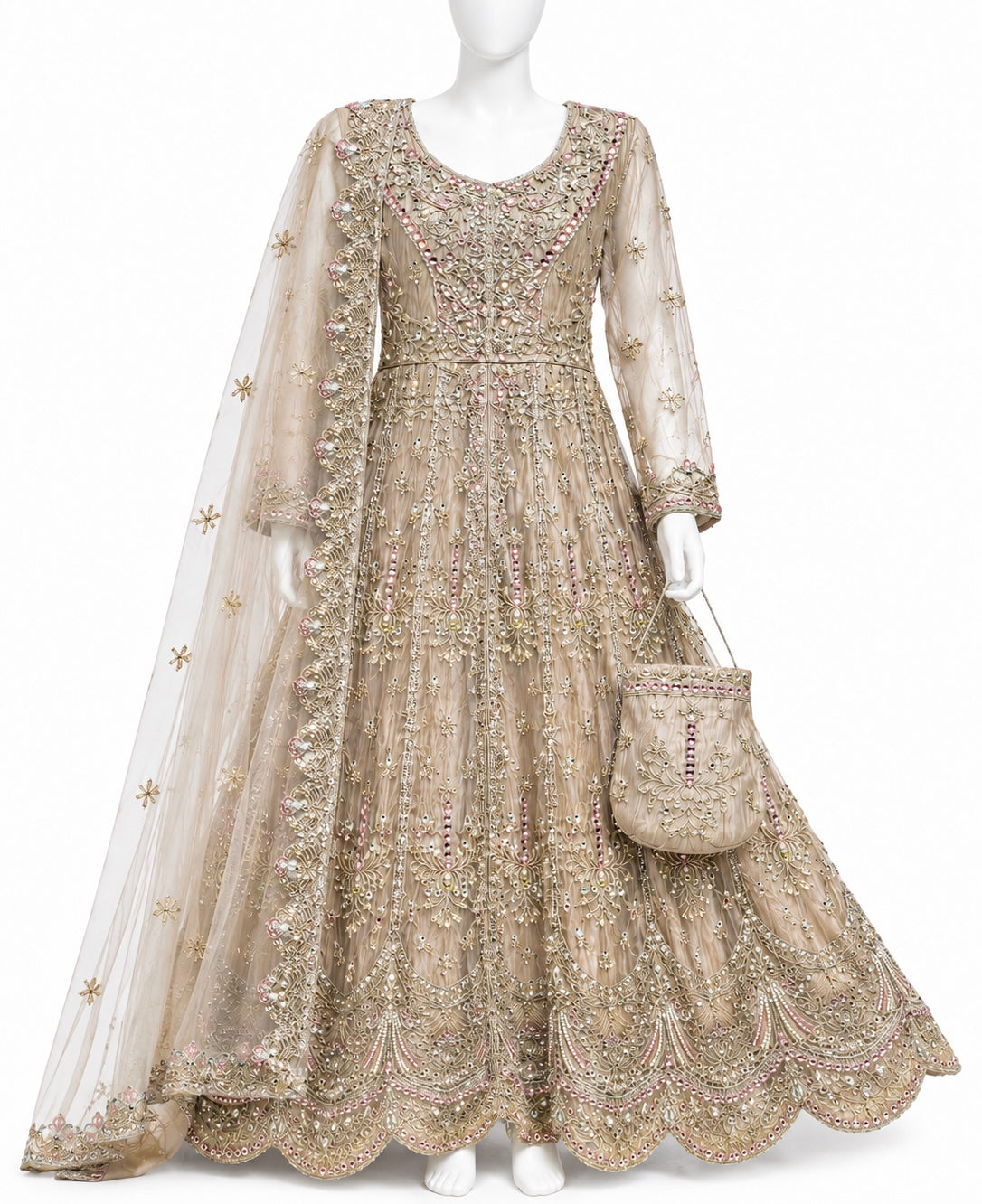 Champagne Pearl Embellished Maxi Set