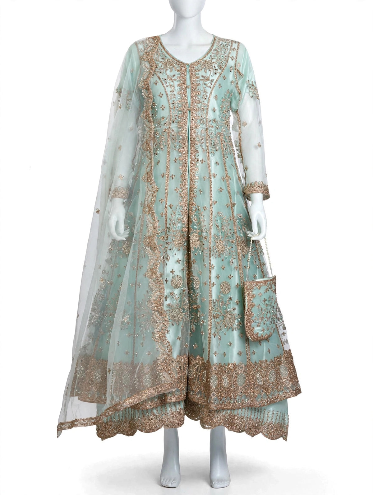 Embellished Front Open Maxi Set