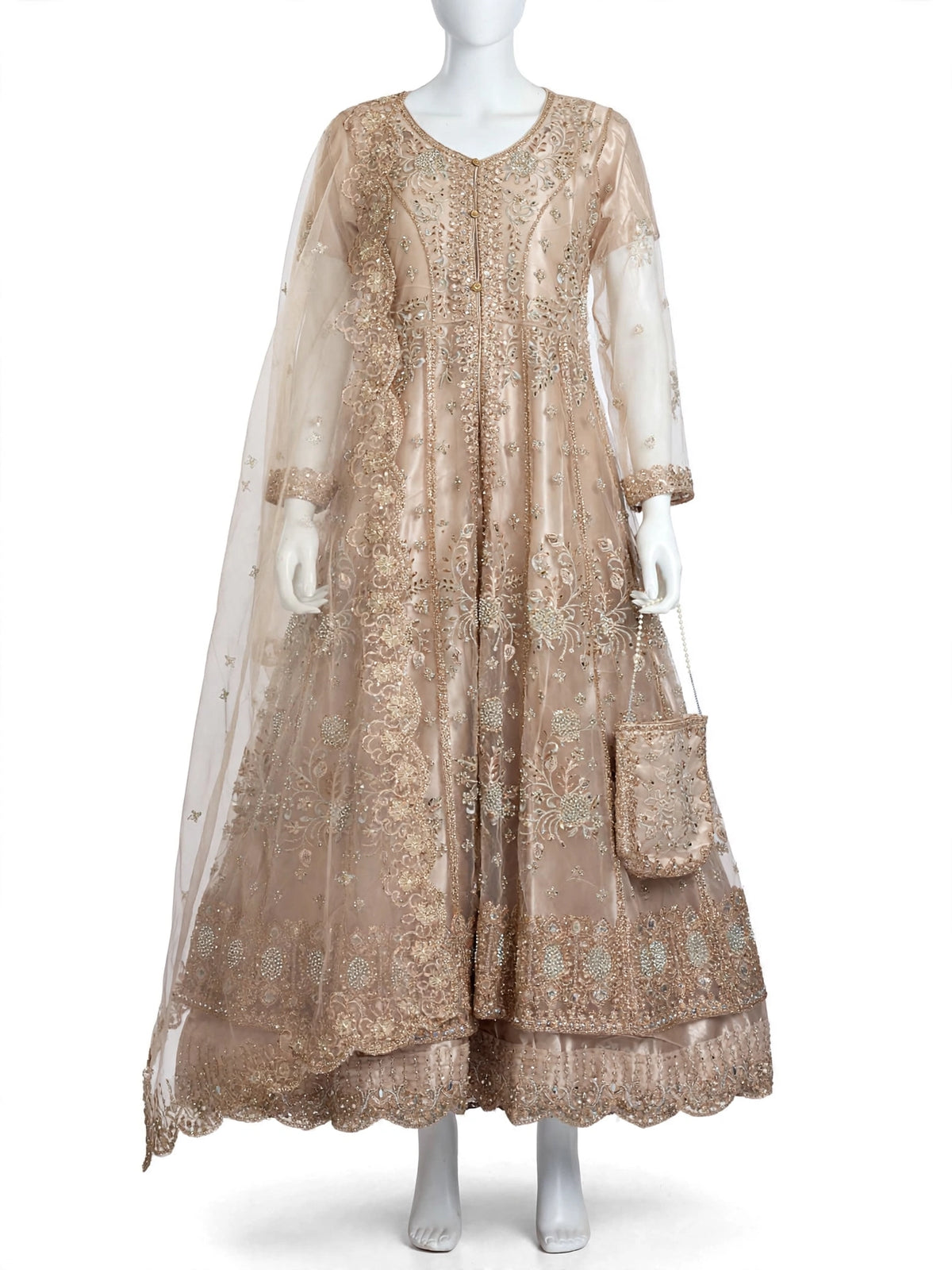 Embellished Front Open Maxi Set