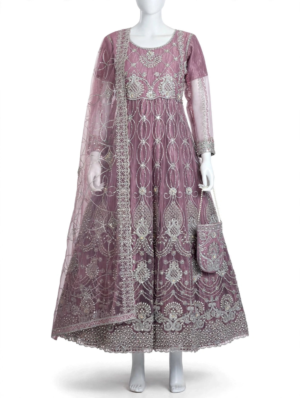 Embellished Maxi Set with Geometric Embroidery