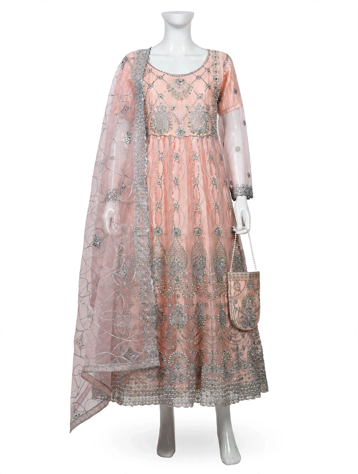 Embellished Maxi Set with Geometric Embroidery