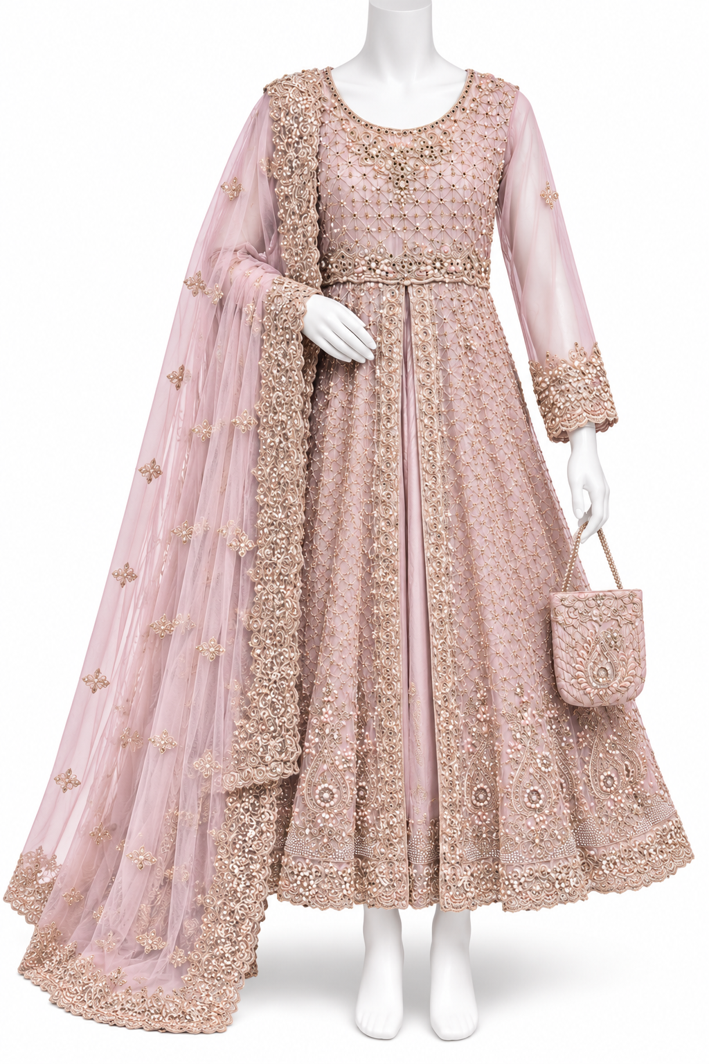 Blush Pink Luxury Embroidered Formal Dress