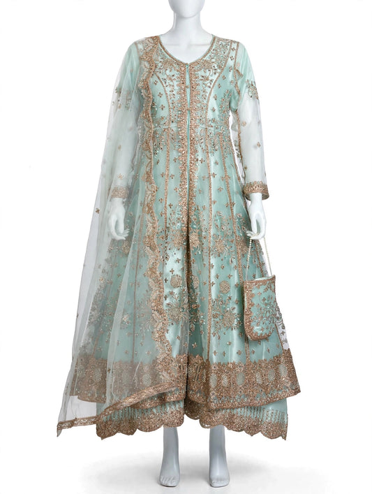 Embellished Front Open Maxi Set
