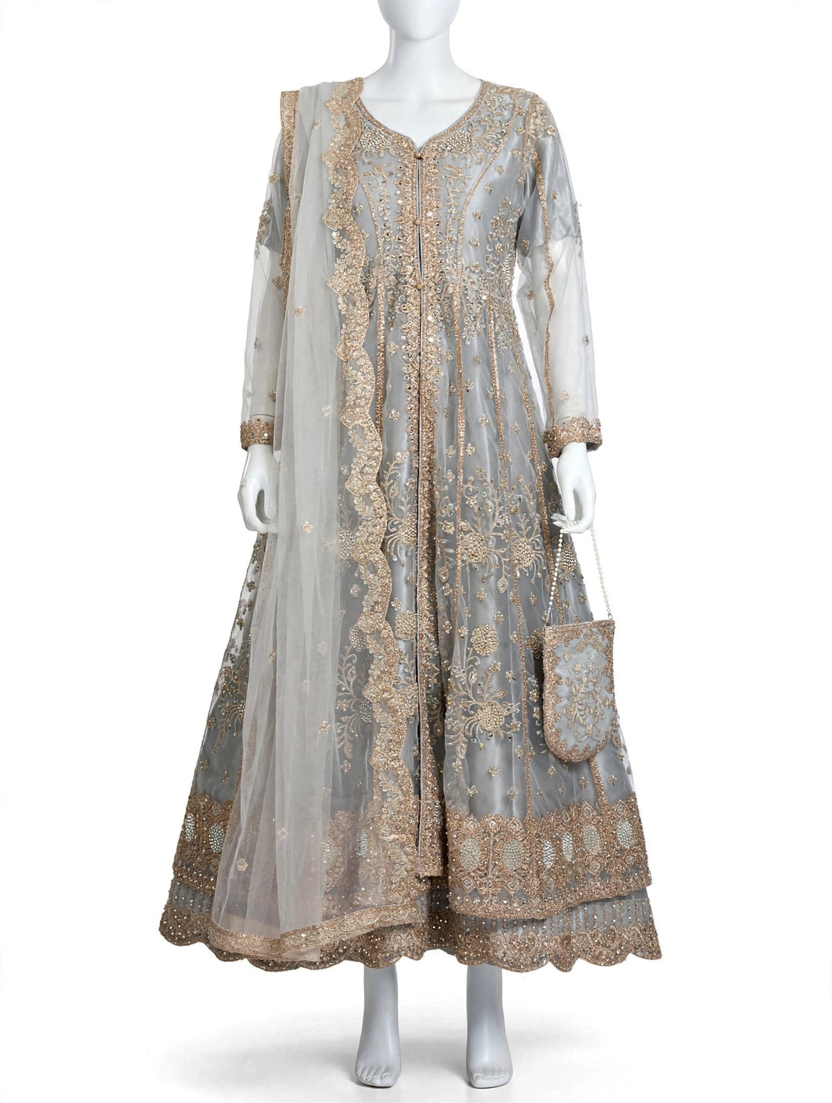 Embellished Open Front Maxi Set