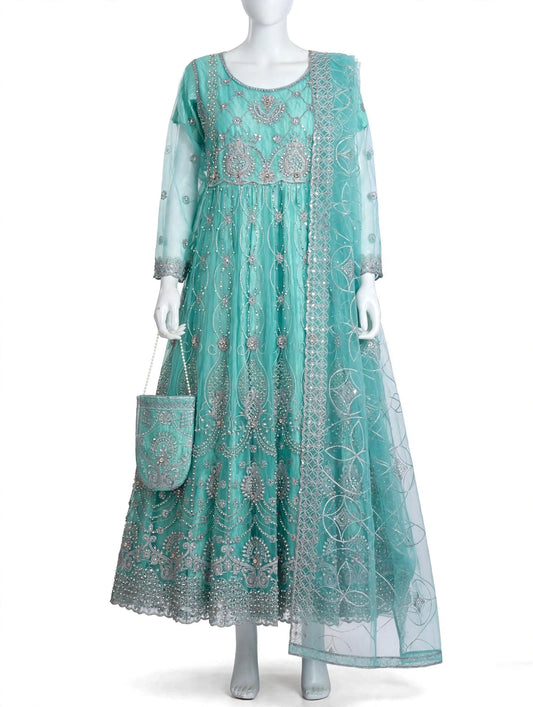 Embellished Maxi Set with Geometric Embroidery